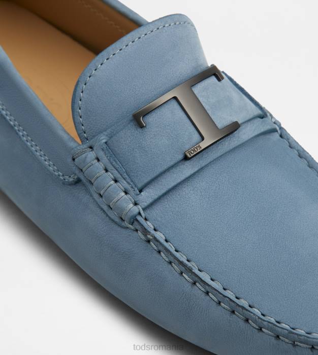 pantofi gommino din nubuc bărbați Tod's 080D723 albastru deschis