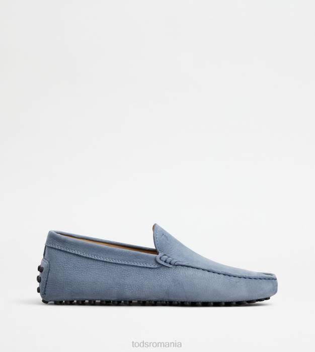 pantofi gommino din nubuc bărbați Tod's 080D726 albastru deschis