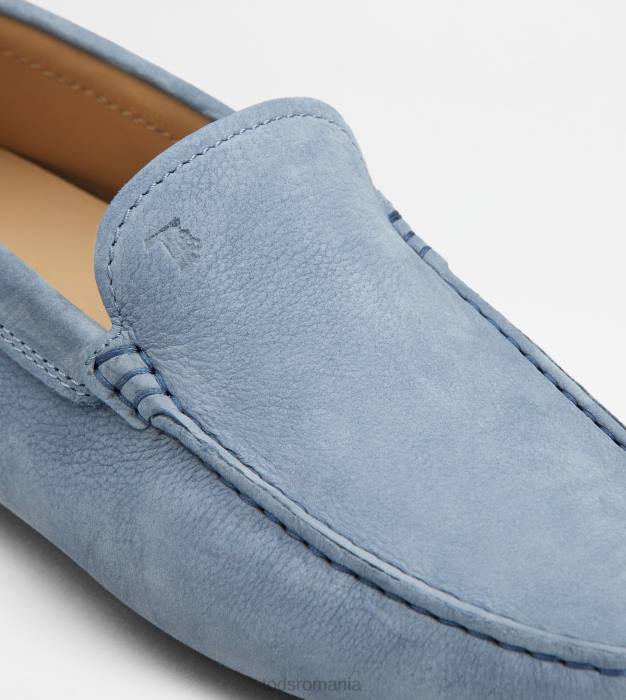 pantofi gommino din nubuc bărbați Tod's 080D726 albastru deschis