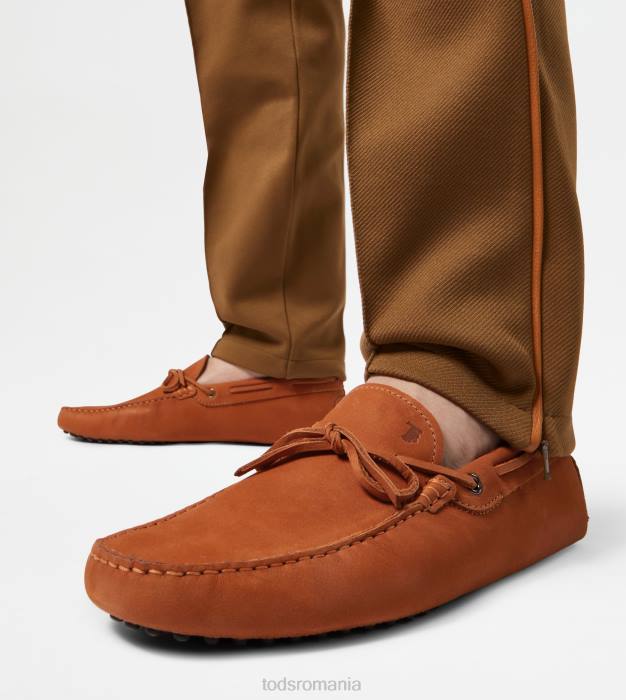 pantofi gommino din nubuc bărbați Tod's 080D743 portocale