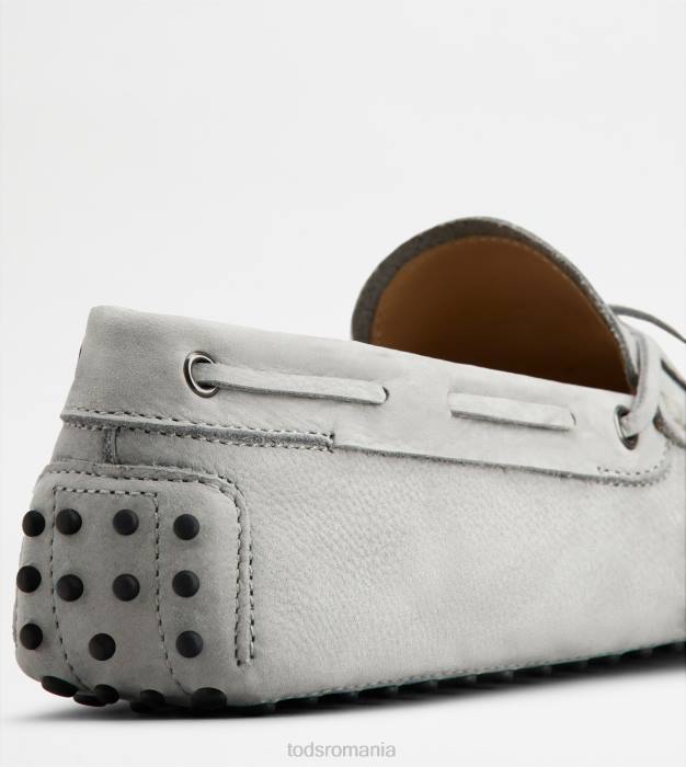 pantofi gommino din nubuc bărbați Tod's 080D745 gri