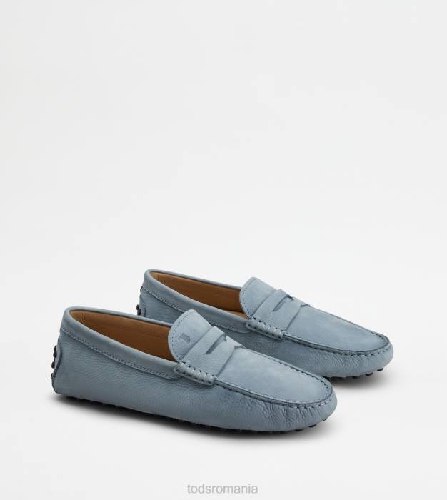pantofi gommino din nubuc bărbați Tod's 080D777 albastru deschis