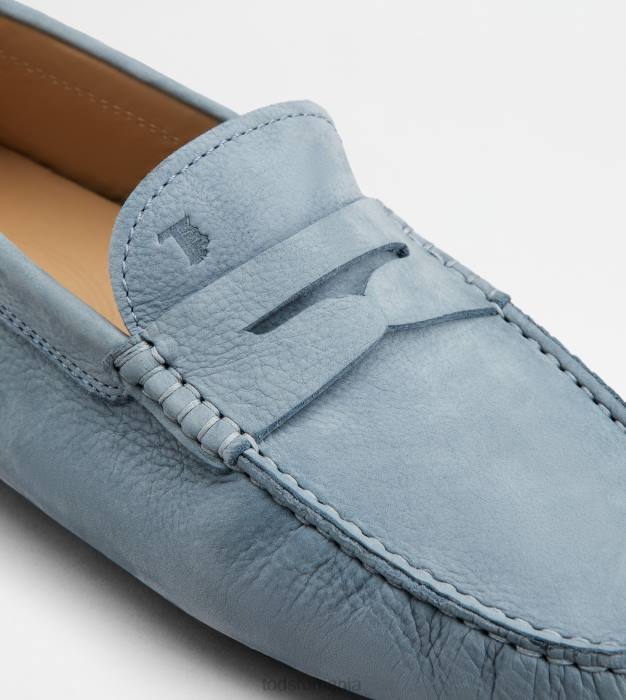 pantofi gommino din nubuc bărbați Tod's 080D777 albastru deschis