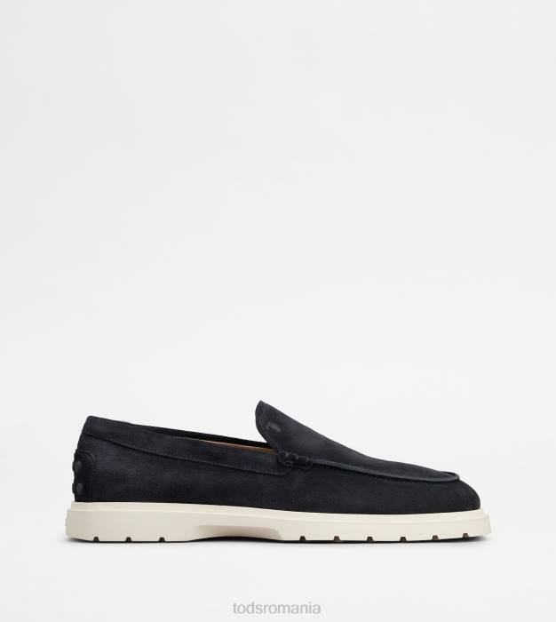mocasini papuci din piele intoarsa bărbați Tod's 080D648 albastru
