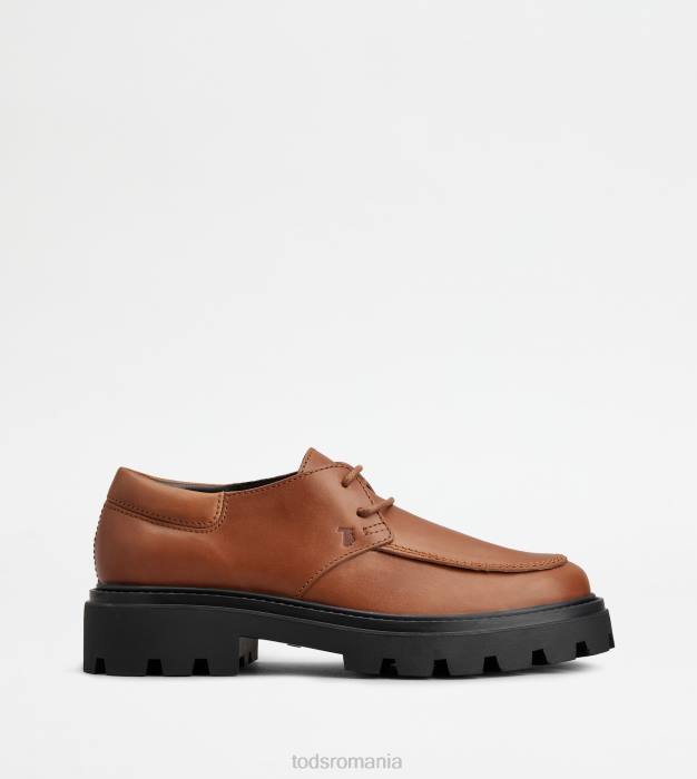 șireturi strânse din piele bărbați Tod's 080D829 maro