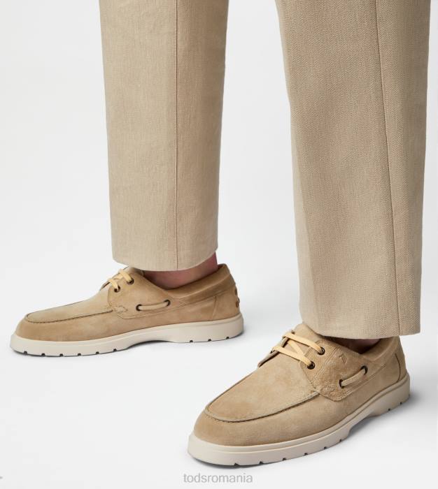 pantofi de barca din piele intoarsa bărbați Tod's 080D816 bej