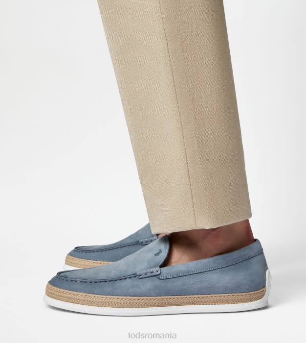 slip-on din nubuc bărbați Tod's 080D903 albastru deschis