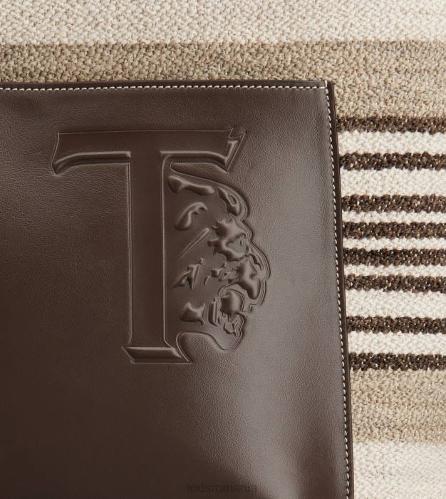 geanta de cumparaturi din material textil si piele mediu bărbați Tod's 080D1000 maro/bej/alb aproape