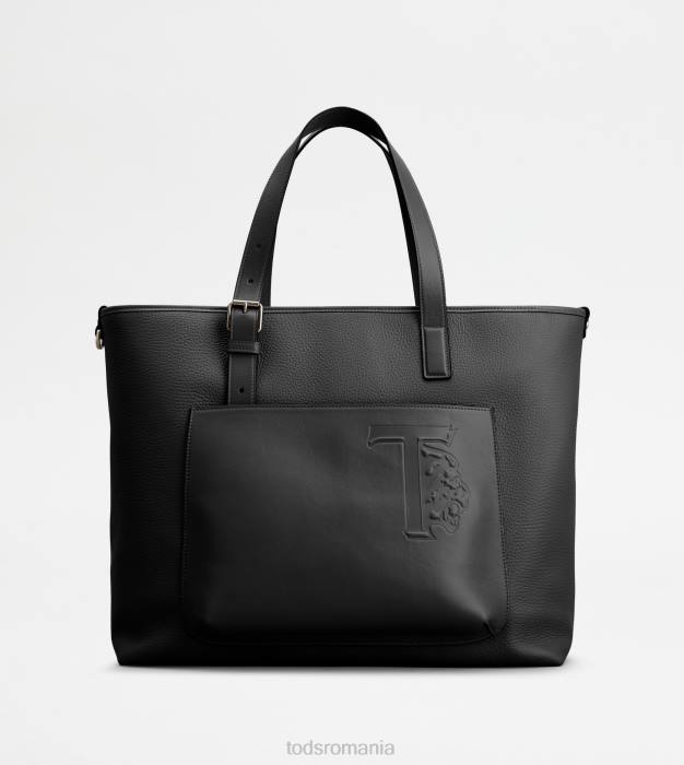 geanta de cumparaturi din piele medie bărbați Tod's 080D1006 negru