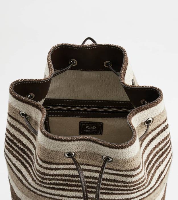 geanta din stofa si piele mediu bărbați Tod's 080D985 maro/bej/alb aproape