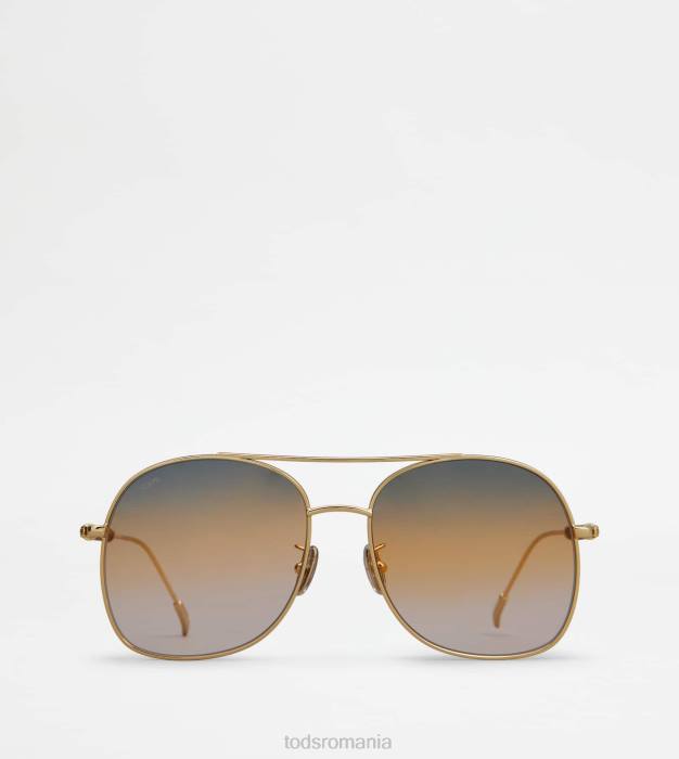 ochelari de soare cu tampla din piele femei Tod's 080D525 aur