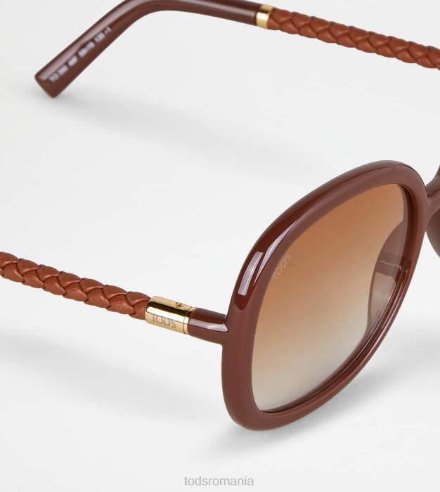 ochelari de soare cu tampla din piele femei Tod's 080D535 maro