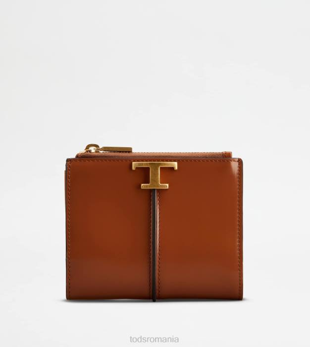 t portofel atemporal din piele femei Tod's 080D480 portocale