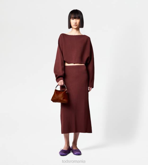 jumper cu mânecă liliac femei Tod's 080D568 maro