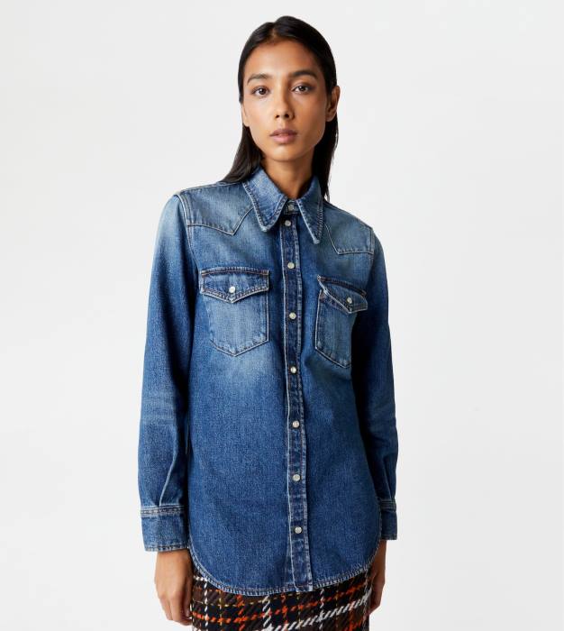 cămașă din denim femei Tod's 080D611 albastru