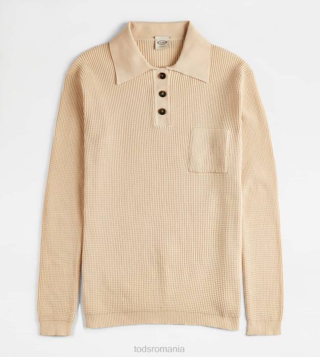 tricou polo din tricot femei Tod's 080D576 bej