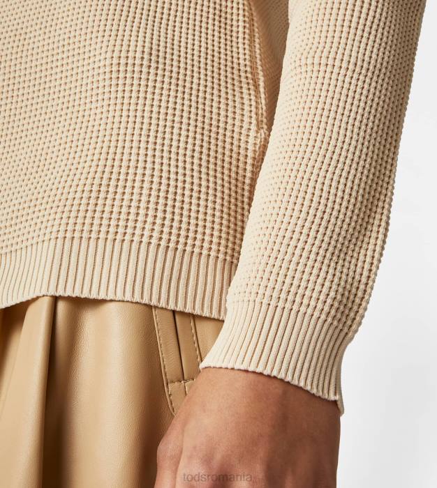 tricou polo din tricot femei Tod's 080D576 bej