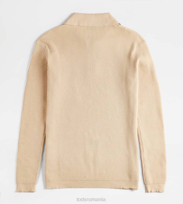 tricou polo din tricot femei Tod's 080D576 bej