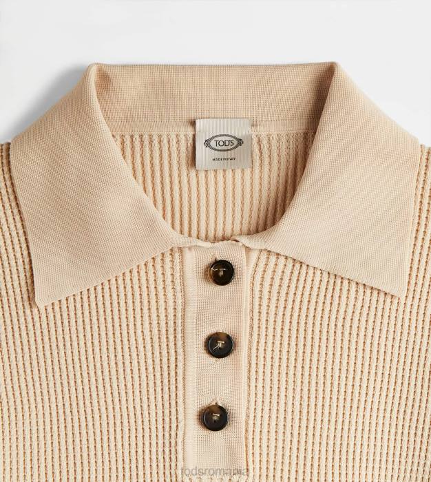 tricou polo din tricot femei Tod's 080D576 bej