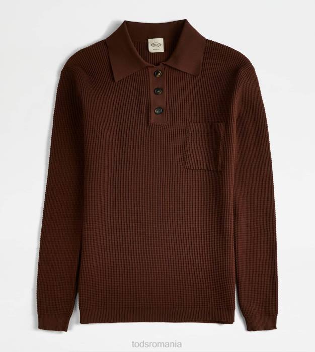 tricou polo din tricot femei Tod's 080D579 maro