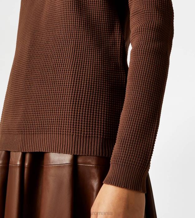 tricou polo din tricot femei Tod's 080D579 maro