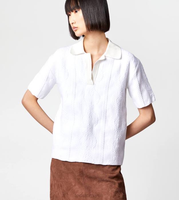 tricou polo jacquard femei Tod's 080D620 alb