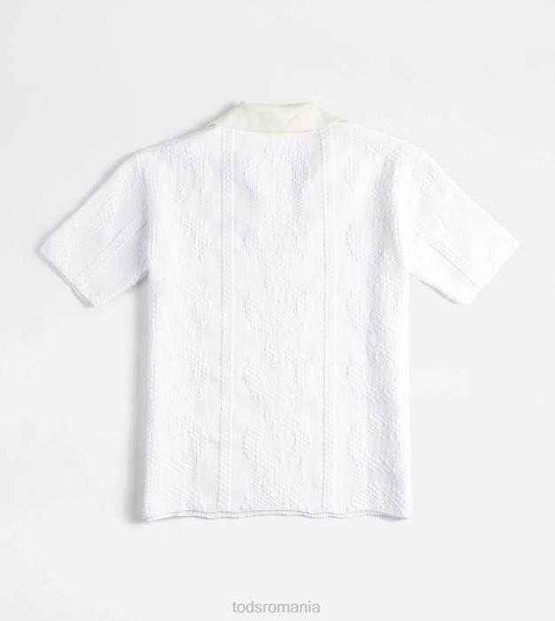 tricou polo jacquard femei Tod's 080D620 alb