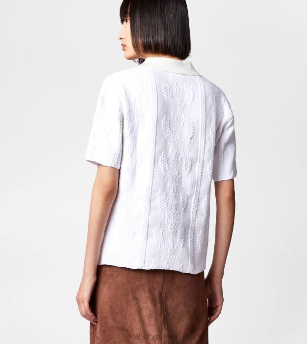 tricou polo jacquard femei Tod's 080D620 alb