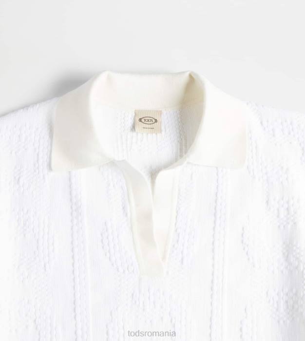tricou polo jacquard femei Tod's 080D620 alb