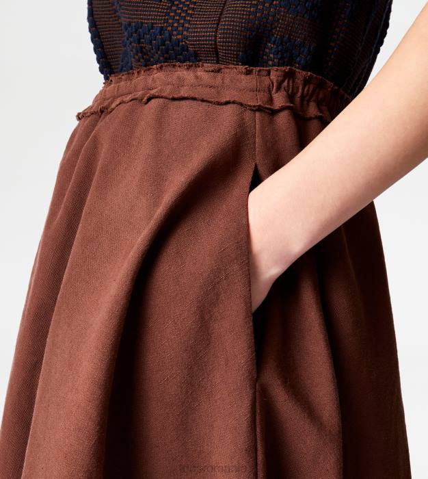 fustă evazată în amestec de in femei Tod's 080D578 maro