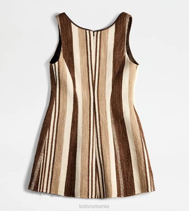 rochie cu dungi femei Tod's 080D587 maro/bej/alb aproape