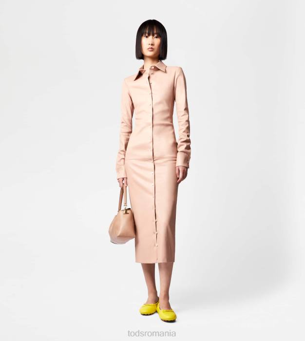 rochie midi din piele nappa elastică femei Tod's 080D561 roz