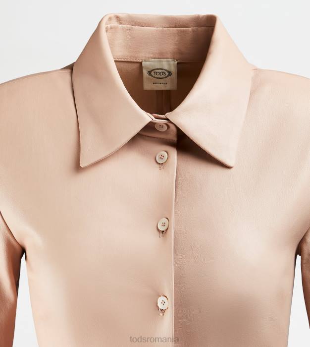 rochie midi din piele nappa elastică femei Tod's 080D561 roz