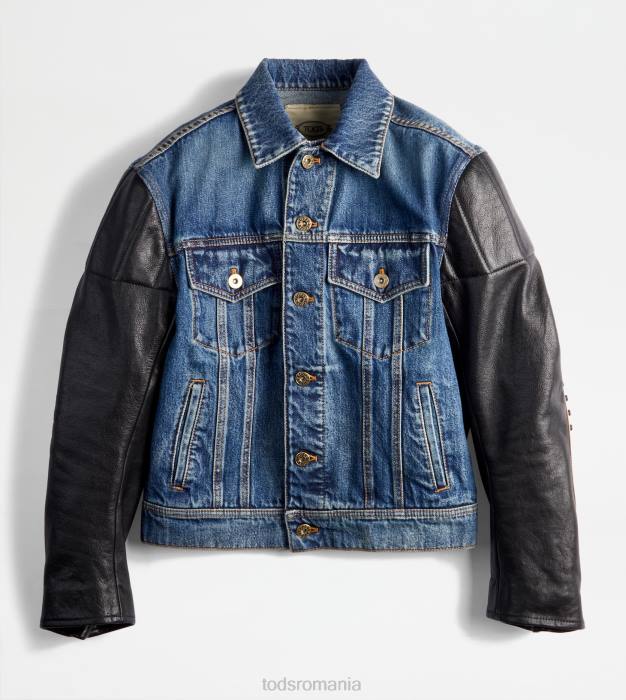biker din denim și piele femei Tod's 080D610 albastru