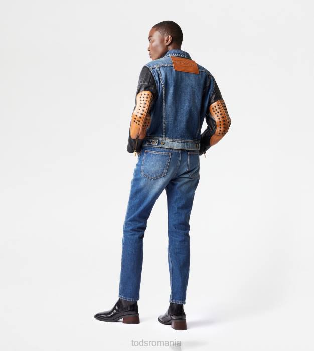 biker din denim și piele femei Tod's 080D610 albastru
