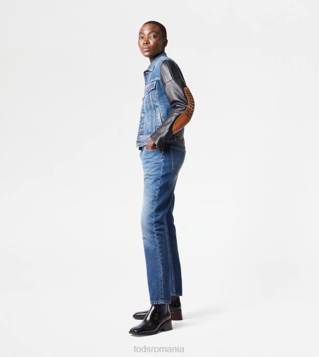 biker din denim și piele femei Tod's 080D610 albastru