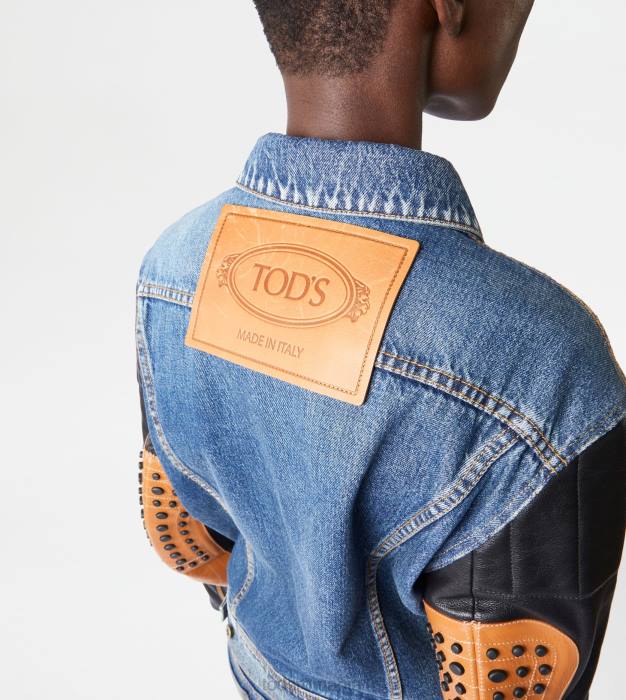 biker din denim și piele femei Tod's 080D610 albastru