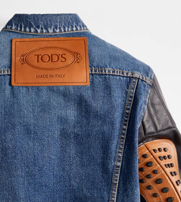 biker din denim și piele femei Tod's 080D610 albastru