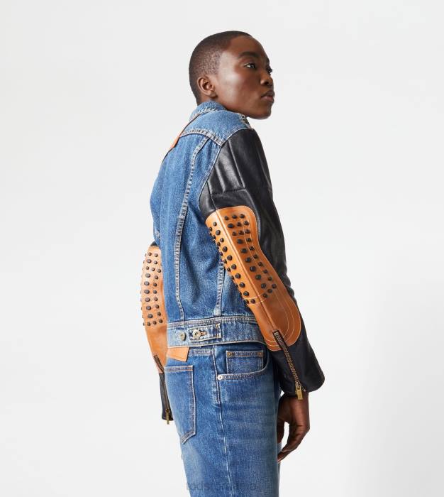 biker din denim și piele femei Tod's 080D610 albastru