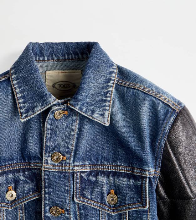 biker din denim și piele femei Tod's 080D610 albastru