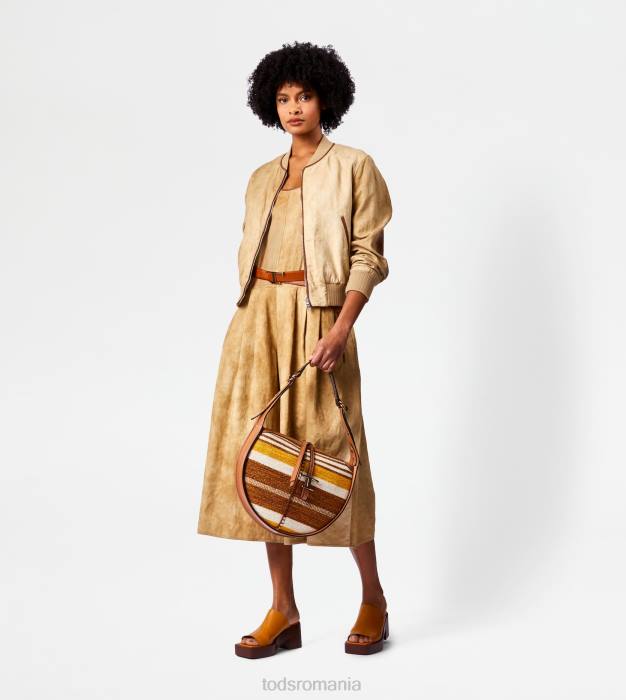jachetă bomber cu inserții din piele femei Tod's 080D575 maro