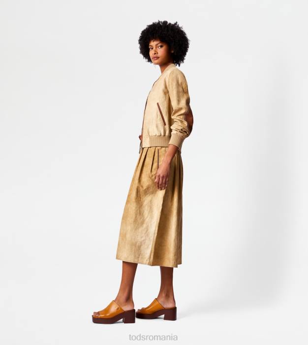 jachetă bomber cu inserții din piele femei Tod's 080D575 maro