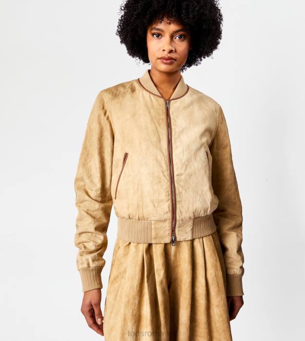 jachetă bomber cu inserții din piele femei Tod's 080D575 maro