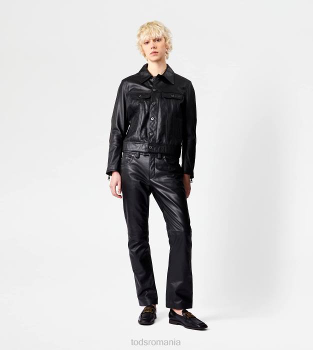 jacheta din piele femei Tod's 080D601 negru