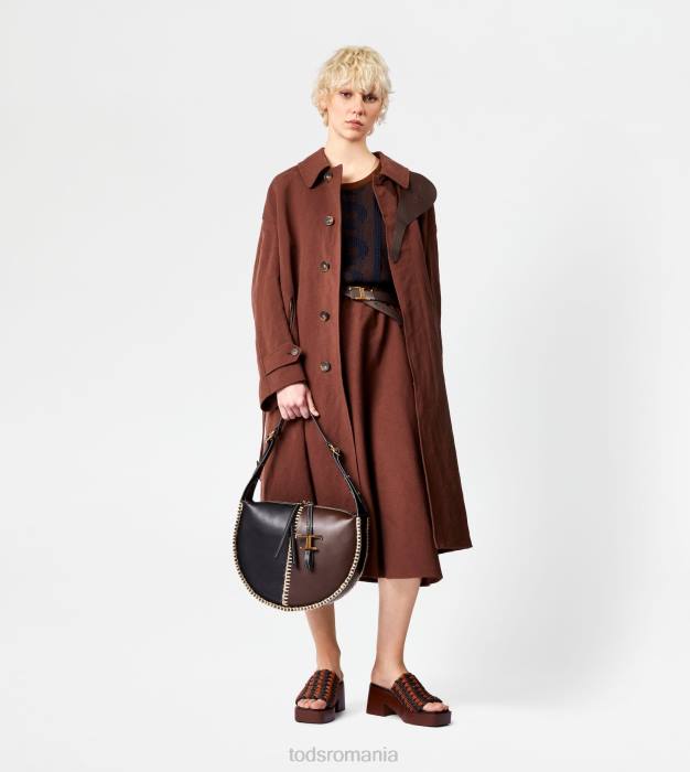 pardesiu cu inserții de piele femei Tod's 080D596 maro