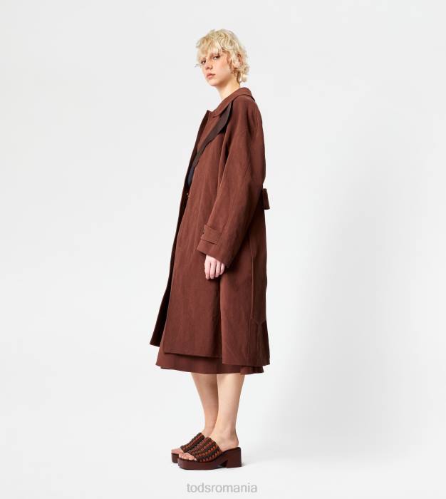 pardesiu cu inserții de piele femei Tod's 080D596 maro