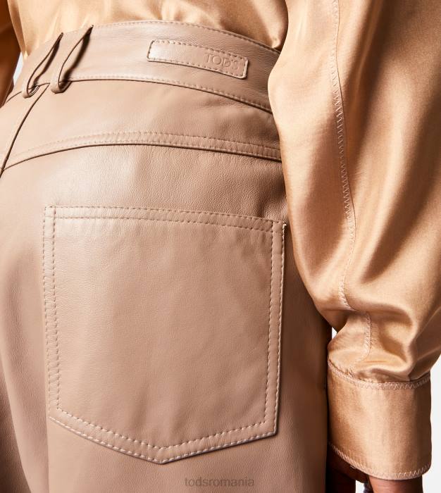 Pantaloni cu 5 buzunare din piele femei Tod's 080D584 maro