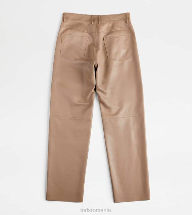 Pantaloni cu 5 buzunare din piele femei Tod's 080D584 maro