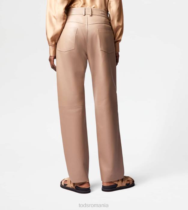 Pantaloni cu 5 buzunare din piele femei Tod's 080D584 maro