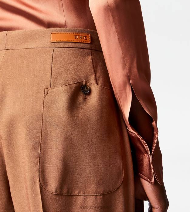 pantaloni din lână amestec de mătase femei Tod's 080D563 maro